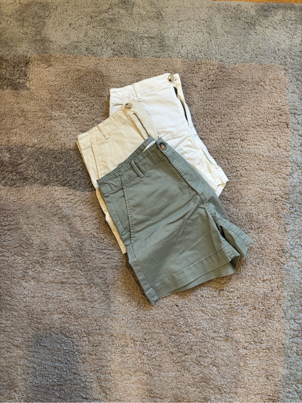 LOFT Olive Green and White High-Rise Bermuda Shorts Set — bundle of 3